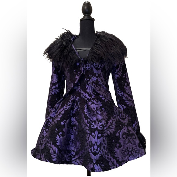 Dolls Kill / Widow Purple Brocade Sultry Sins Matching Dress Set - Picture 7 of 14